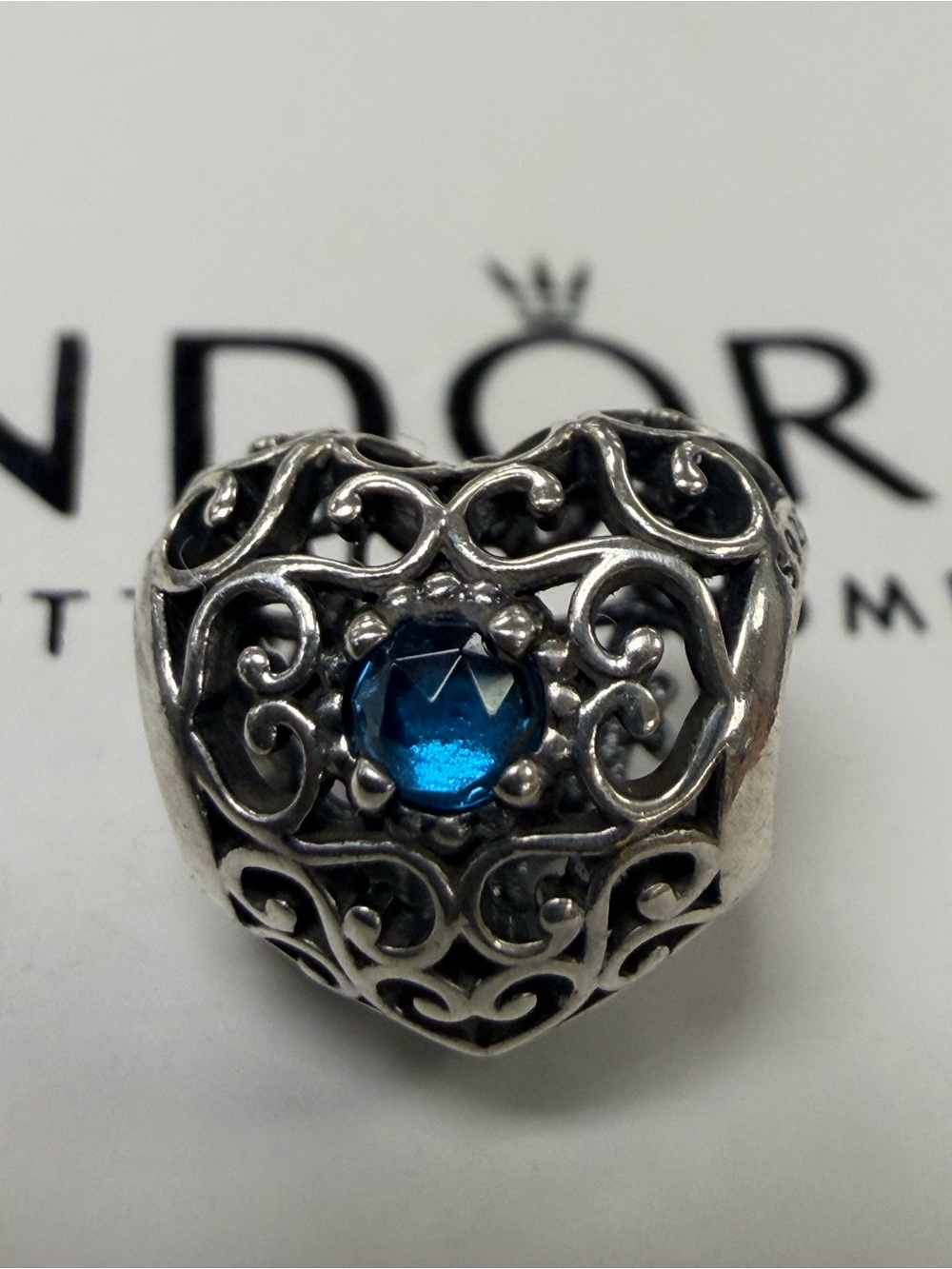 Authentic Pandora December Signature Heart Charm Silver
